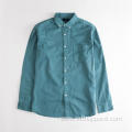 Men's Green Pocket Long Sleeve Cotton Twill Shirt